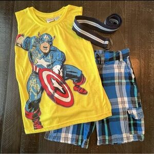 2-Piece Outfit Kids Size 7  Mick Mack Shorts And Avengers Captain America Tank